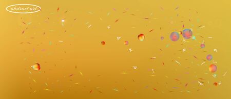 Net space and signs confetti. Background bright. Professional colorific illustration. Colorful great space Ultra Wide background. Colorful fresh abstraction. Gold colored.のイラスト素材