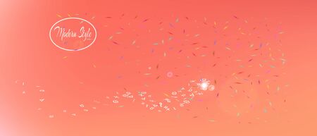 Fresh space and signs confetti. Background graphic. Liquid colorific illustration. A good Ultra Wide background. Colorful net abstraction. Coral main color.のイラスト素材