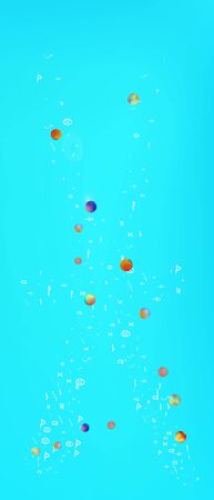 Crisp space and signs confetti. Signs colorific illustration. Background bright. Wonderful colored, portrait background pattern Ultra Wide. Colorful recent abstraction. Azure colored theme.のイラスト素材