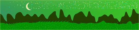 Green sky, and mountains landscape. Abstract, horizontal texture background picture. Colorful skinali background abstraction. Crisp glass print fantasy. Horizon, blur. Old game style.のイラスト素材