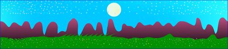 Azure sky, and mountains landscape. Texture background illustration design. Colorful new glass print design. Net glass print fantasy. Horizon, chilly. Old game style.のイラスト素材