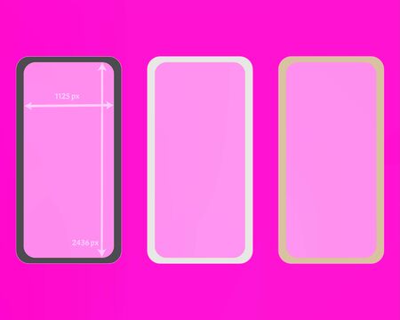 Mesh, pink colored phone backgrounds kit. Plain screen design set, isolated background.のイラスト素材