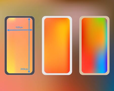 Mesh, multicolor phone backgrounds kit. Plain screen design set, isolated background.のイラスト素材