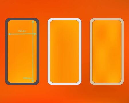 Mesh, orange red colored phone backgrounds kit. Ordinary backdrop. Minimal screen design set, isolated background. Pristine separated groups, easy to edit. 2436x1125 ratio.のイラスト素材
