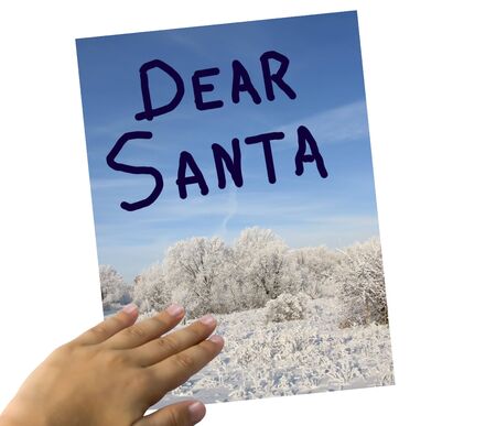Boy send letter to Santa Klaus . Postcard for Santa