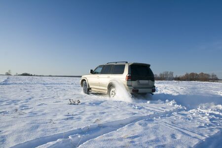 Winter off road travel. Drifting carの写真素材