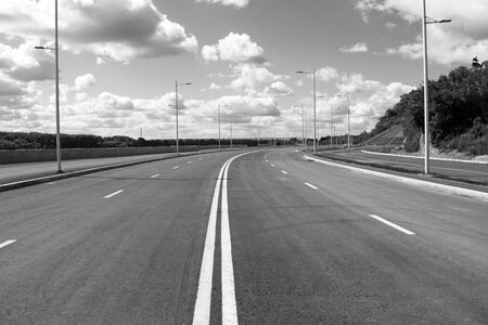 Empty street in big town. Black and white photo. Ufa cityの写真素材