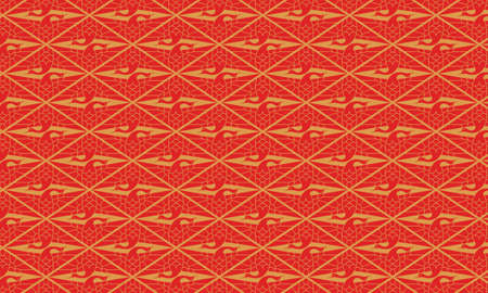 Traditional Japanese Pattern âMUKAITSURUBISHIâ Red Gold colorのイラスト素材
