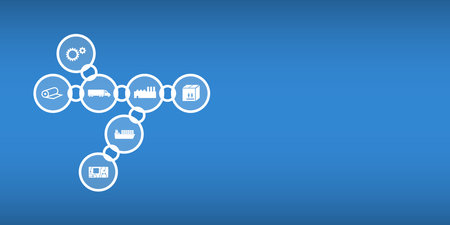 Vector graphic symbol image for small supply chain with icons in chain symbols with space for text.のイラスト素材