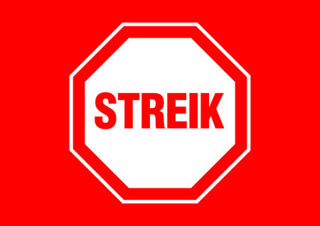 Vector illustration of the lettering strike inside a stop sign. Suitable for posters in DIN format.のイラスト素材