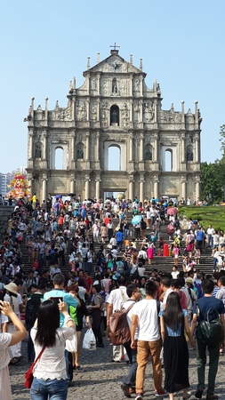 Macau Ruins of St. Paul, called three-dimensional Bible: October 5, 2014 Photographed in Macau.のeditorial素材