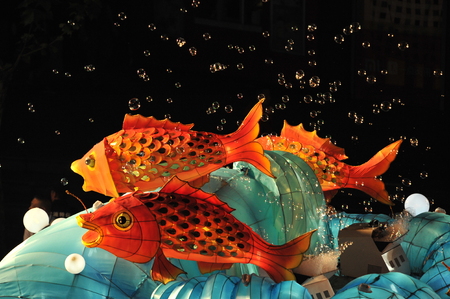 In 2015, Shanghai tourism Festival opening and parade, 23 from 19 countries and regions float and 31 show teams participating.のeditorial素材