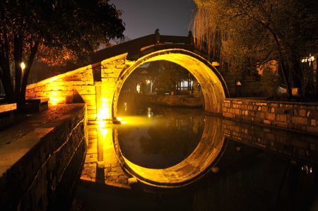 Nanxun town at nightの写真素材
