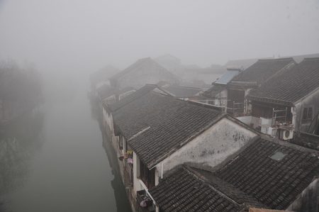 Mist the ancient town of Nanxunのeditorial素材