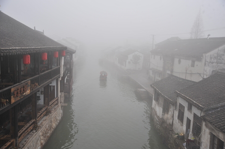 Mist the ancient town of Nanxunのeditorial素材