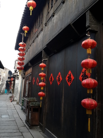 Zhejiang jiaxing xitang ancient villageのeditorial素材