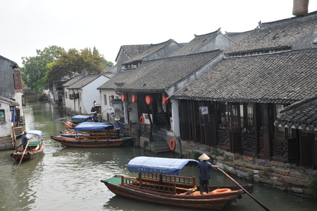 China's first water village Zhouzhuangのeditorial素材