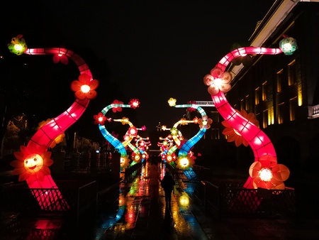 Zhenjiang Xijin  colorful lantern in the year of roosterのeditorial素材