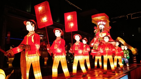 Zhenjiang Xijin rooster year colorful lantern festivalのeditorial素材