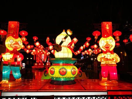 Zhenjiang Xijin rooster year colorful lantern festivalのeditorial素材