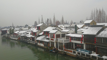 Zhujiajiao Ancient Town Snow Sceneのeditorial素材