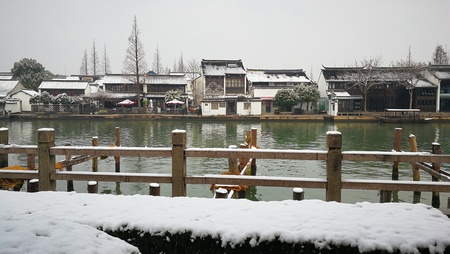 Zhujiajiao Ancient Town Snow Sceneのeditorial素材