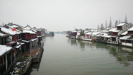Zhujiajiao Ancient Town Snow Sceneのeditorial素材