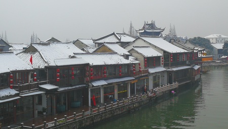 Zhujiajiao Ancient Town Snow Sceneのeditorial素材