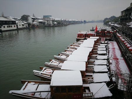 Zhujiajiao Ancient Town Snow Sceneのeditorial素材
