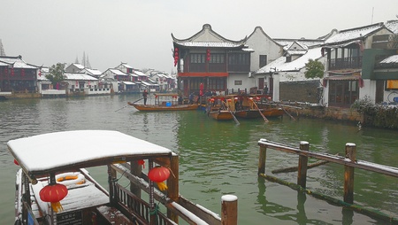 Zhujiajiao Ancient Town Snow Sceneのeditorial素材