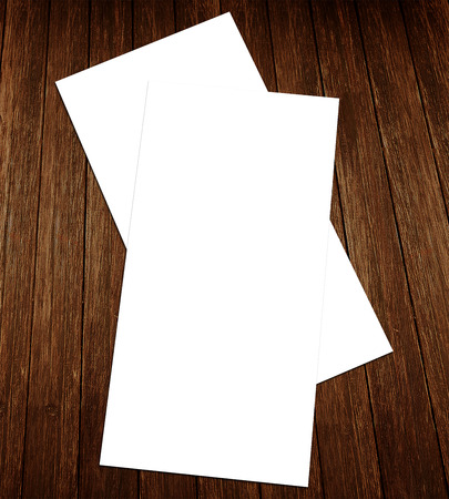 White blank 4inx8in size flyer on textured background. Identity design, corporate templates, company style, blank white paper flyer.の写真素材