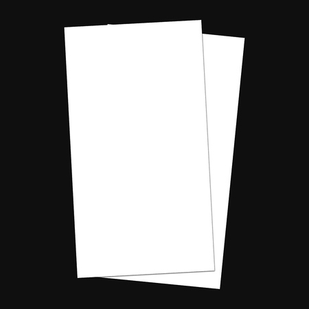 White blank 4inx8in size flyer on black background. Identity design, corporate templates, company style, blank white paper flyerの写真素材