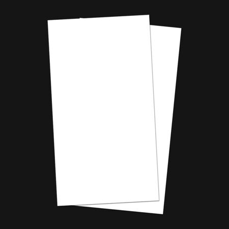 White blank 4inx8in size flyer on black background. Identity design, corporate templates, company style, blank white paper flyerの写真素材