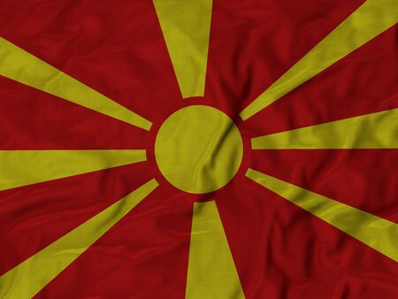 Closeup of Ruffled Macedonia Flagの写真素材