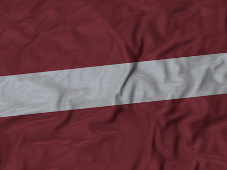 Closeup of Ruffled Latvia Flagの写真素材