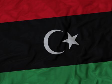 Closeup of Ruffled Libya Flagの写真素材
