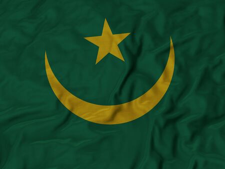 Closeup of Ruffled Mauritania Flagの写真素材