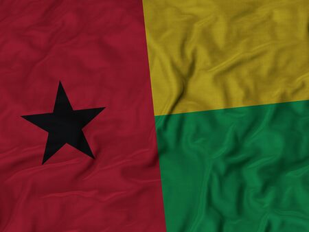 Closeup of Ruffled Guinea-Bissau Flagの写真素材