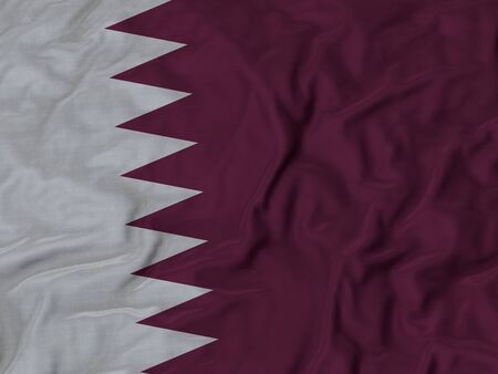 Closeup of Ruffled Qatar Flagの写真素材