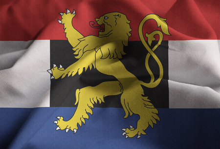 Closeup of Ruffled Benelux Flag, Benelux Flag Blowing in Windの写真素材
