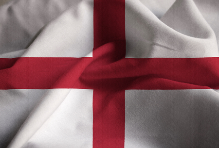 Closeup of Ruffled England Flag, England Flag Blowing in Windの写真素材