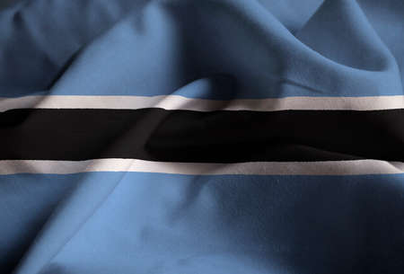 Closeup of Ruffled Botswana Flag, Botswana Flag Blowing in Windの写真素材