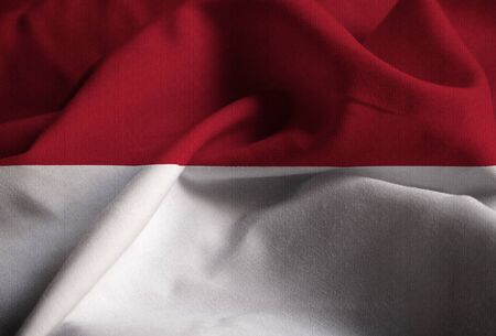 Closeup of Ruffled Monaco Flag, Monaco Flag Blowing in Windの写真素材