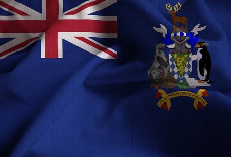 Closeup of Ruffled South Georgia and the South Sandwich Islands Flag,の写真素材