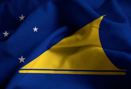 Closeup of Ruffled Tokelau Flag, Tokelau Flag Blowing in Windの写真素材