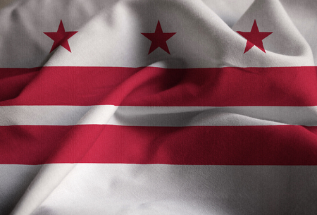 Closeup of Ruffled Washington D.C. Flag, Washington D.C. Flag Blowing in Windの写真素材