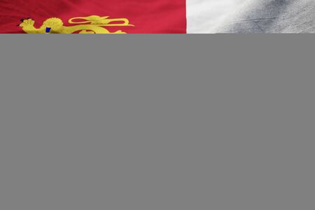 Closeup of Ruffled Sark Flag, Sark Flag Blowing in Windの写真素材
