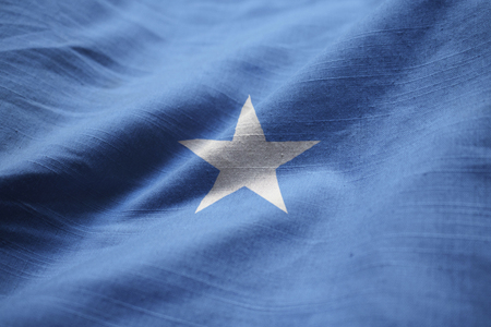 Closeup of Ruffled Somalia Flag, Somalia Flag Blowing in Windの写真素材