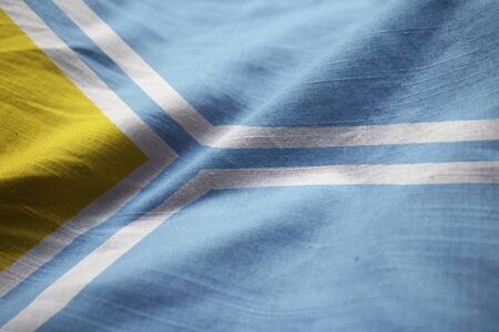 Closeup of Ruffled Tuva Flag, Tuva Flag Blowing in Windの写真素材