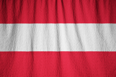 Closeup of Ruffled Austria Flag, Austria Flag Blowing in Windの写真素材